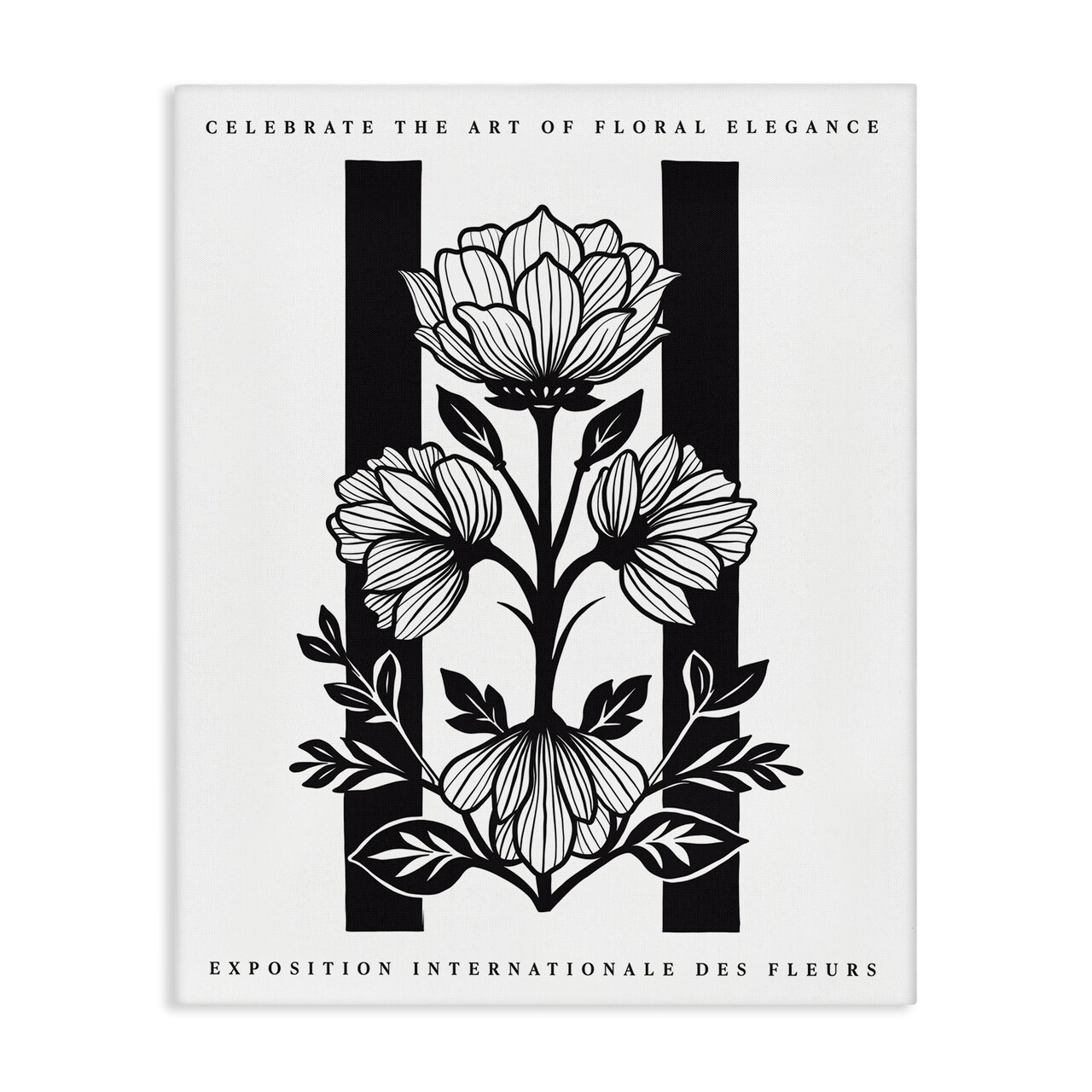 Stupell Industries Mirrored Black and White Blooms Canvas By Lettered and Lined